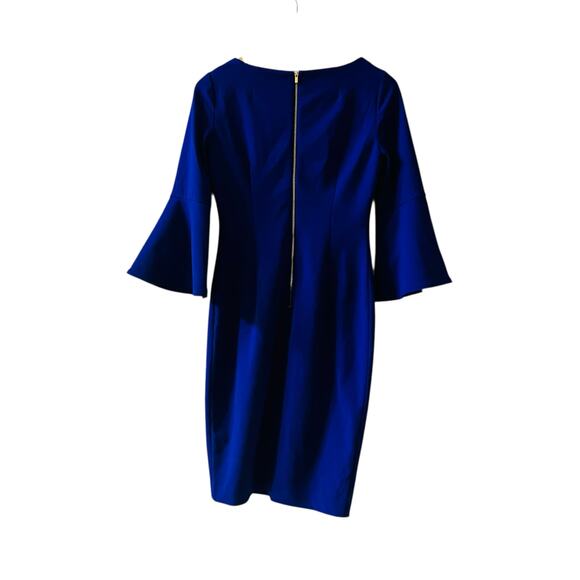 Calvin Klein Three Quarter Bell Sleeve Sheath Dress Size 4  Blue - Picture 3 of 8